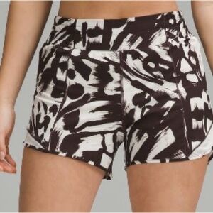 Brown and white lululemon hotty hot shorts, size 10, 4”. Rare color!